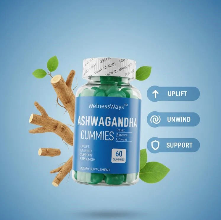 WellnessWays™ Ashwagandha Gummies | Natural Adaptogenic Support for Stress & Calm (60 Count)