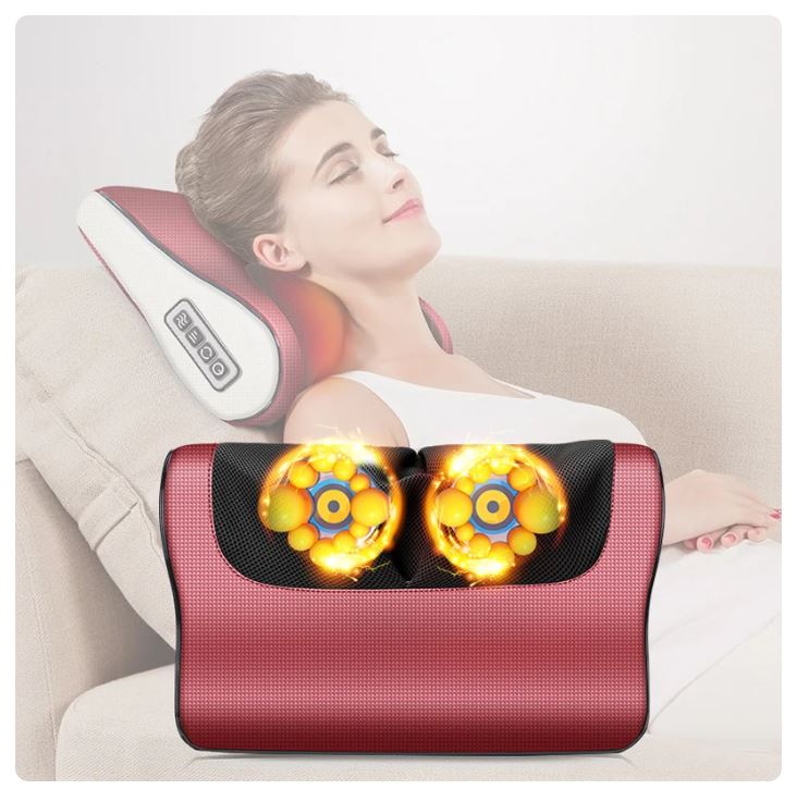 Electric Heated Multi Speed Massage Pillow — Neck, Back & Abdomen Relief (Car & Office)