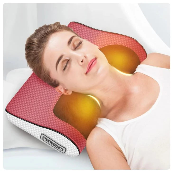 Electric Heated Multi Speed Massage Pillow — Neck, Back & Abdomen Relief (Car & Office)