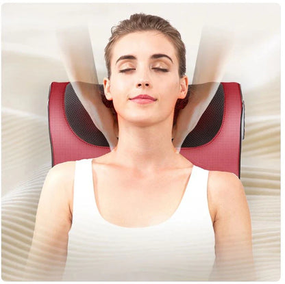 Electric Heated Multi Speed Massage Pillow — Neck, Back & Abdomen Relief (Car & Office)