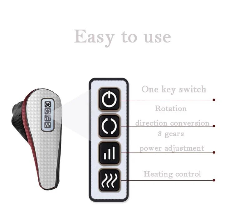 Electric Heated Multi Speed Massage Pillow — Neck, Back & Abdomen Relief (Car & Office)