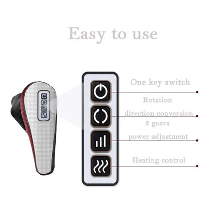 Electric Heated Multi Speed Massage Pillow — Neck, Back & Abdomen Relief (Car & Office)