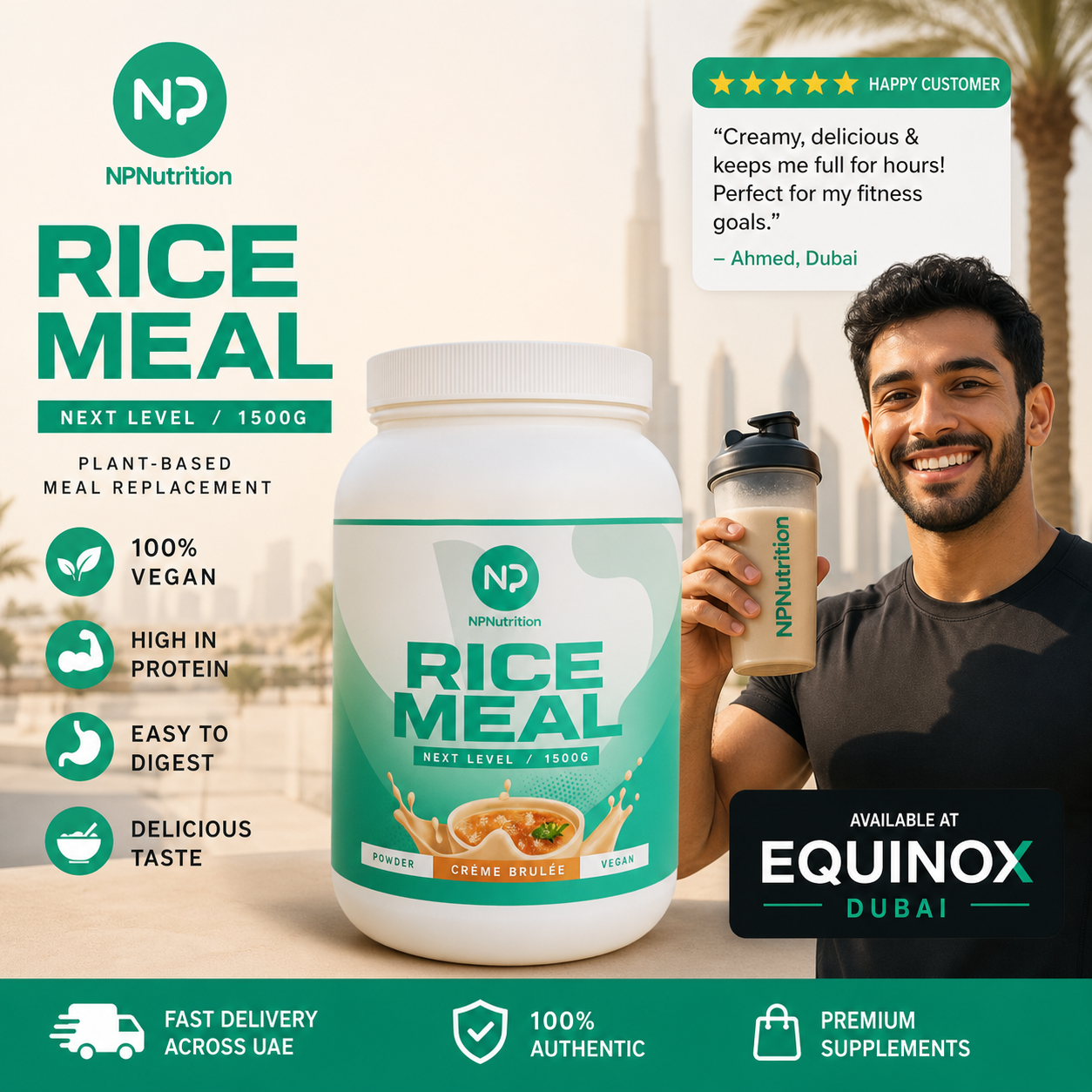 NP Nutrition Cream of Rice – Crème Brulée Flavor (1.5kg) | Vegan Meal Replacement