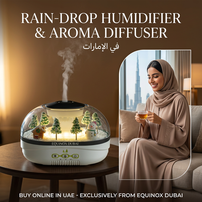 Raindrop Cloud Aroma Diffuser & Cool Mist Humidifier – Aesthetic Mini Landscape Night Light, 400ml Ultrasonic Fragrance Oasis for Home, Bedroom & Office (UAE Edition)