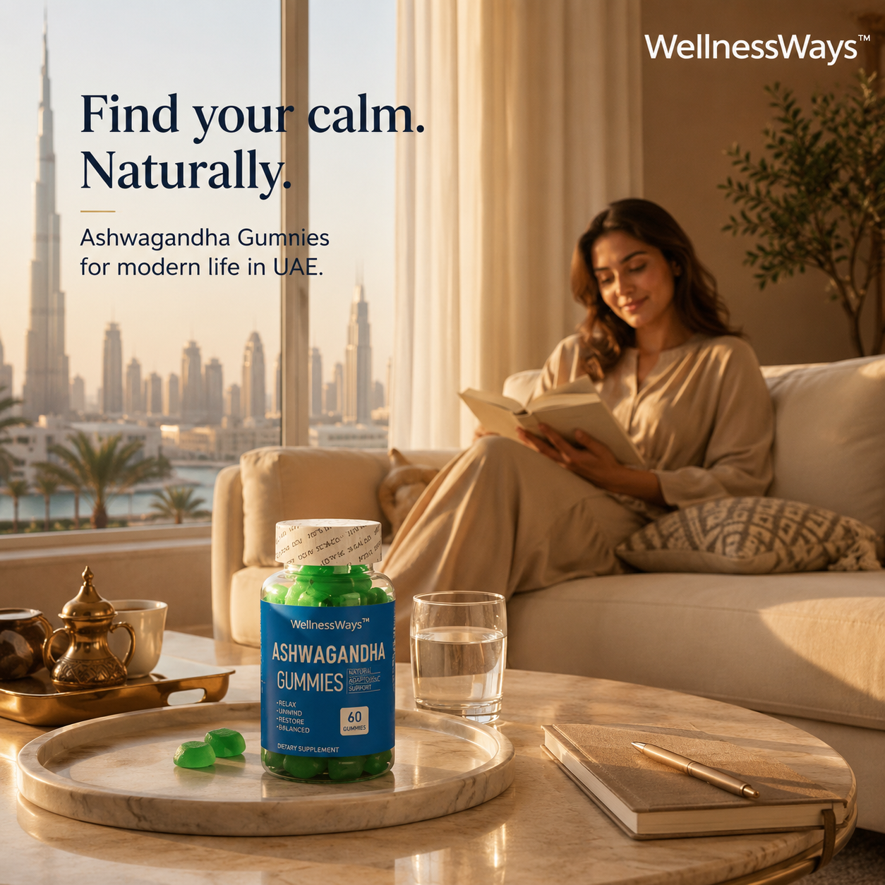 WellnessWays™ Ashwagandha Gummies | Natural Adaptogenic Support for Stress & Calm (60 Count)