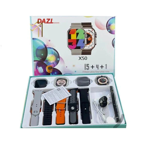 Ultra 2 Smartwatch Combo | 5+3 Premium Mega Pack (3x Smart Watches, 5x Interchangeable Straps, Protective Case & Charger) – 2.20" Big Screen Display