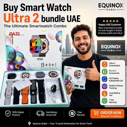 Ultra 2 Smartwatch Combo | 5+3 Premium Mega Pack (3x Smart Watches, 5x Interchangeable Straps, Protective Case & Charger) – 2.20" Big Screen Display