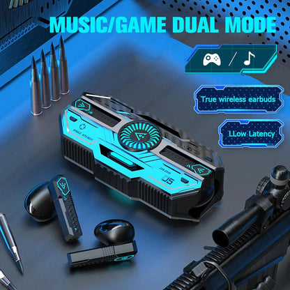 CYXG Futuristic Wireless Gaming Earbuds | Advanced Bluetooth 5.49 TWS Headphones with Low-Latency Dual Modes, Neon LED Charging Case & Type-C Fast Charging